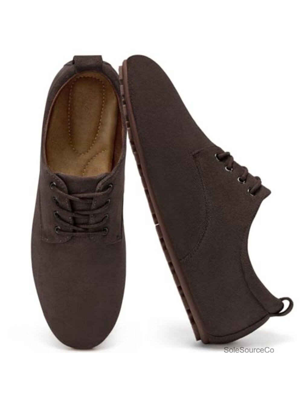 Women's Faux Suede Lace-Up Loafers Memory Foam Comfort Work Shoes